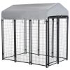 6' x 4' x 6' Large Dog Kennel Outdoor, Heavy Duty Dog Kennel with UV-Resistant Oxford Cloth Roof & Secure Lock, Black