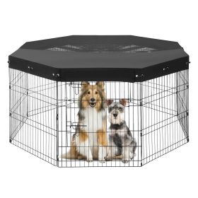 VEVOR Dog Playpen, 8 Pcs 30"H x 24"W Panels Foldable Metal Pet Exercise Pen, Dog Fence Indoor and Outdoor Pen with Door, 600D Oxford Fabric Top Cover