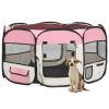 Dog Playpen Pink and cream Polyester 49.2 in x 49.2 in x 24.0 in