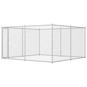 Dog Kennel Galvanized Steel 150.8 x 150.8 in Durable Dog Kennel