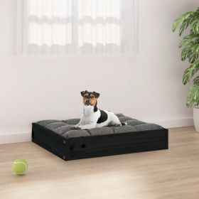 Dog Bed Black Solid pine wood 20.3 x 17.3 x 3.5 in Durable