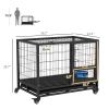 Heavy Duty Metal Dog Kennel with Bowl Holder Wheels and Removable Tray for Medium to Large Dogs Secure Black