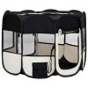 Dog Playpen Black and cream Polyester, Steel 35.4x35.4x22.8 in