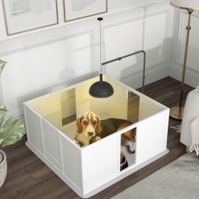Whelping Box for Dogs with Retractable Light Stand (Option: White-1060x580x150 mm)