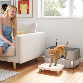 Stainless Litter Box with High Sides (Option: Gray-620x420x210 mm)